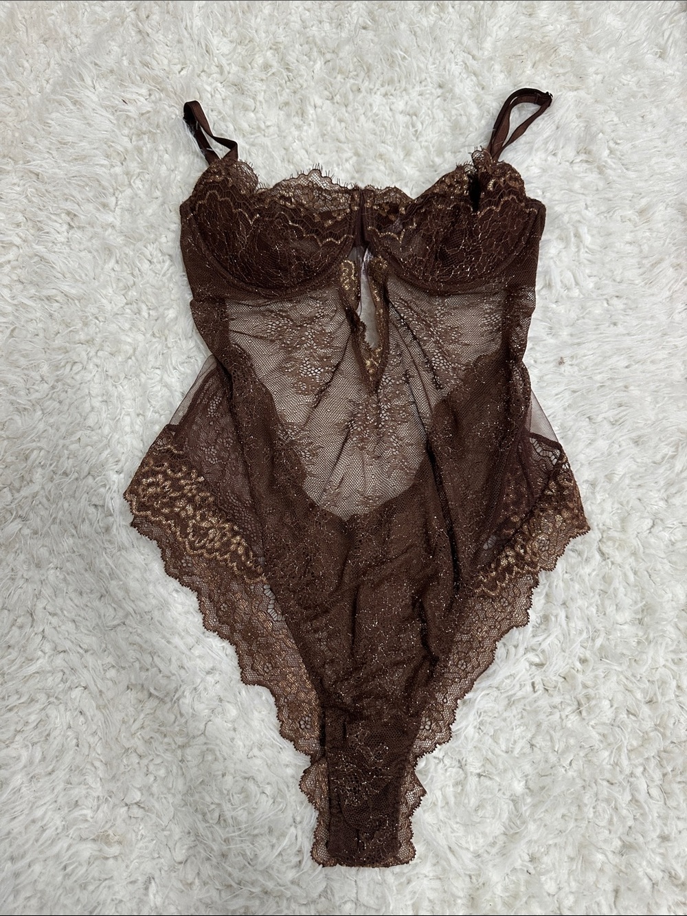 Victoria's Secret Brown Lace Sheer Teddy